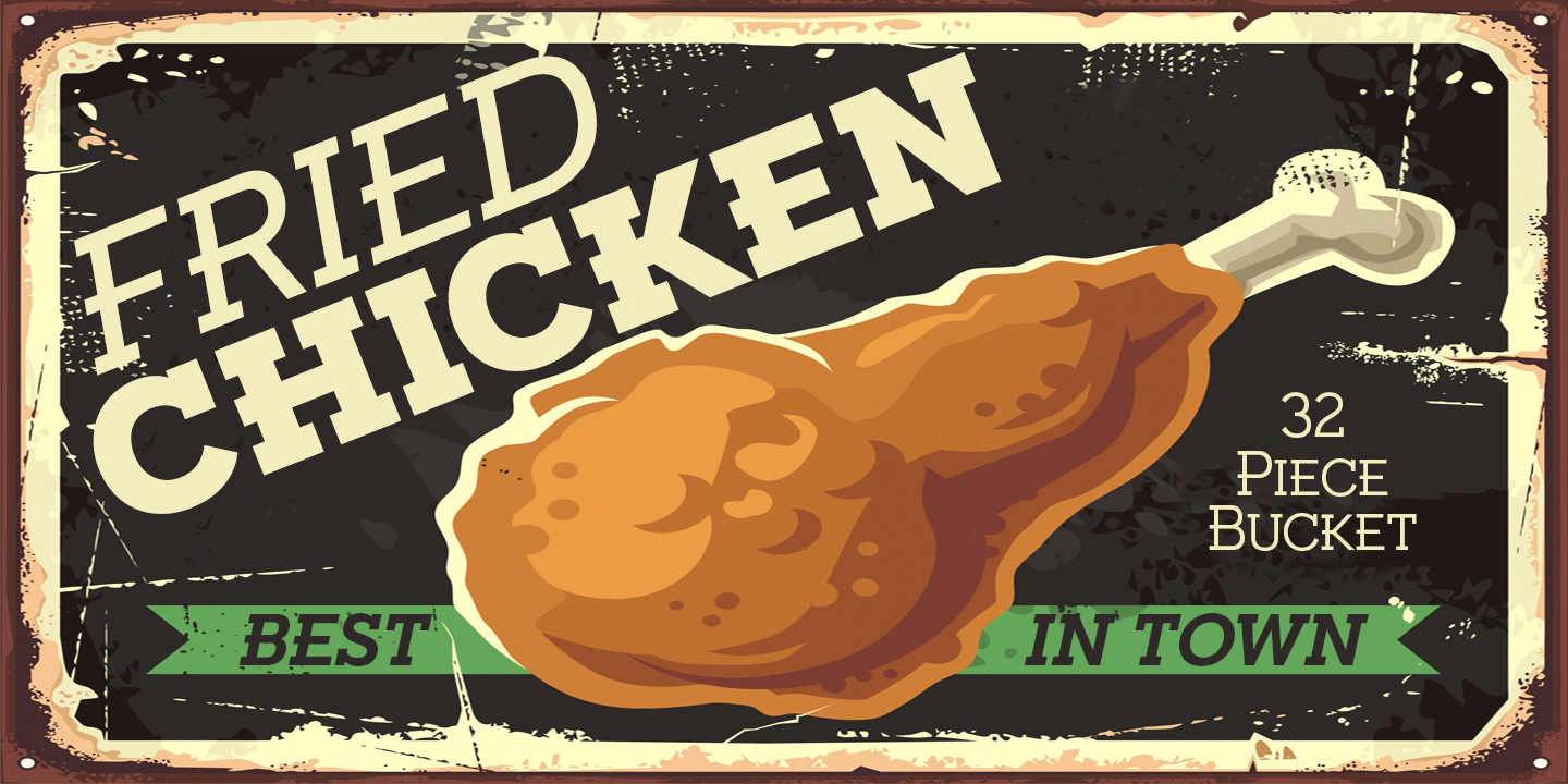 Ejemplo de fuente Fried Chicken Thin Italic